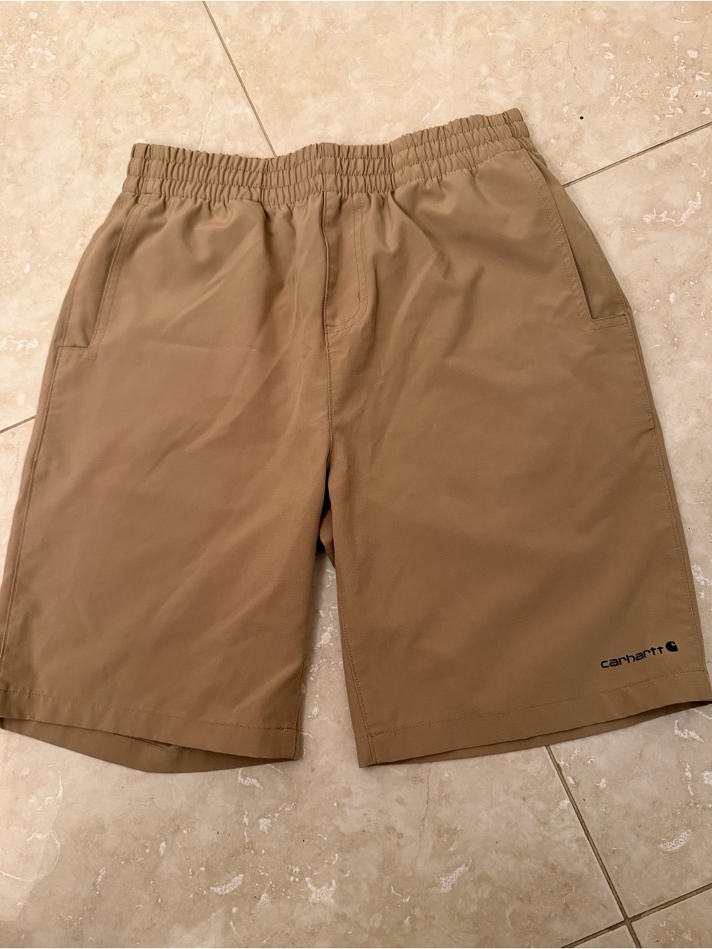 Carhartt Rugged Flex Kids Tan Elastic-Waist Work Shorts